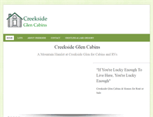 Tablet Screenshot of creeksideglencabins.com